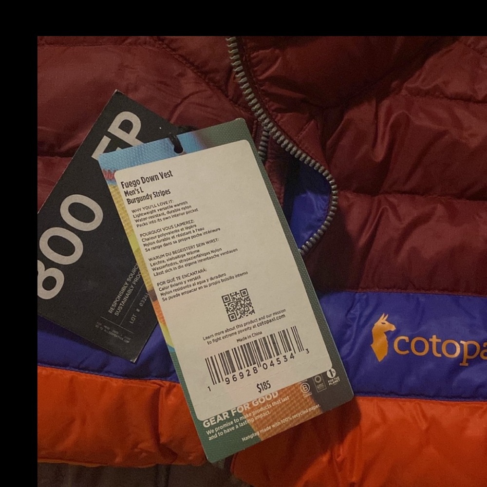 NWT Cotopaxi Burgundy Men’s  Striped Vest Large - Picture 8 of 11